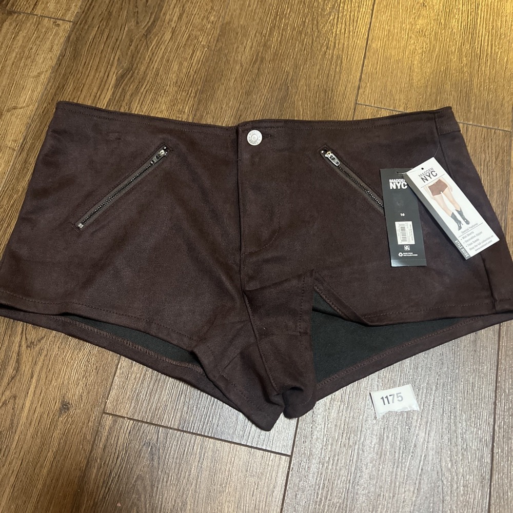 Madden NYC Women's Faux Suede Micro Shorts Brown Size 16